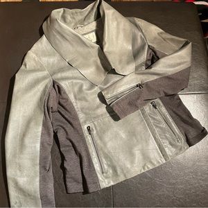 Women Genuine Leather Gray Moto Jacket size XL